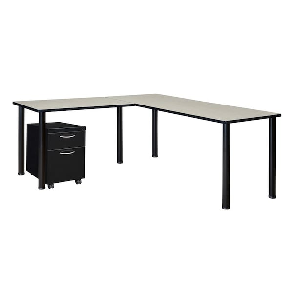 Kee Desking Kee L-Desks with Storage, 66 D X 29 H, 72 W X Wood, Metal MLSPM722442PLBPBK - main